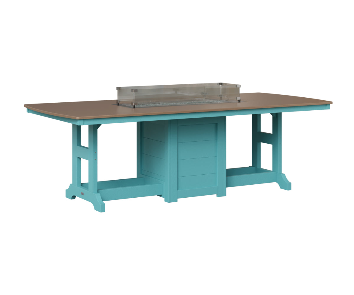 Berlin Gardens Garden Classic 44" x 96" Rectangular Fire Table in Aruba Blue, Hammered Bronze top