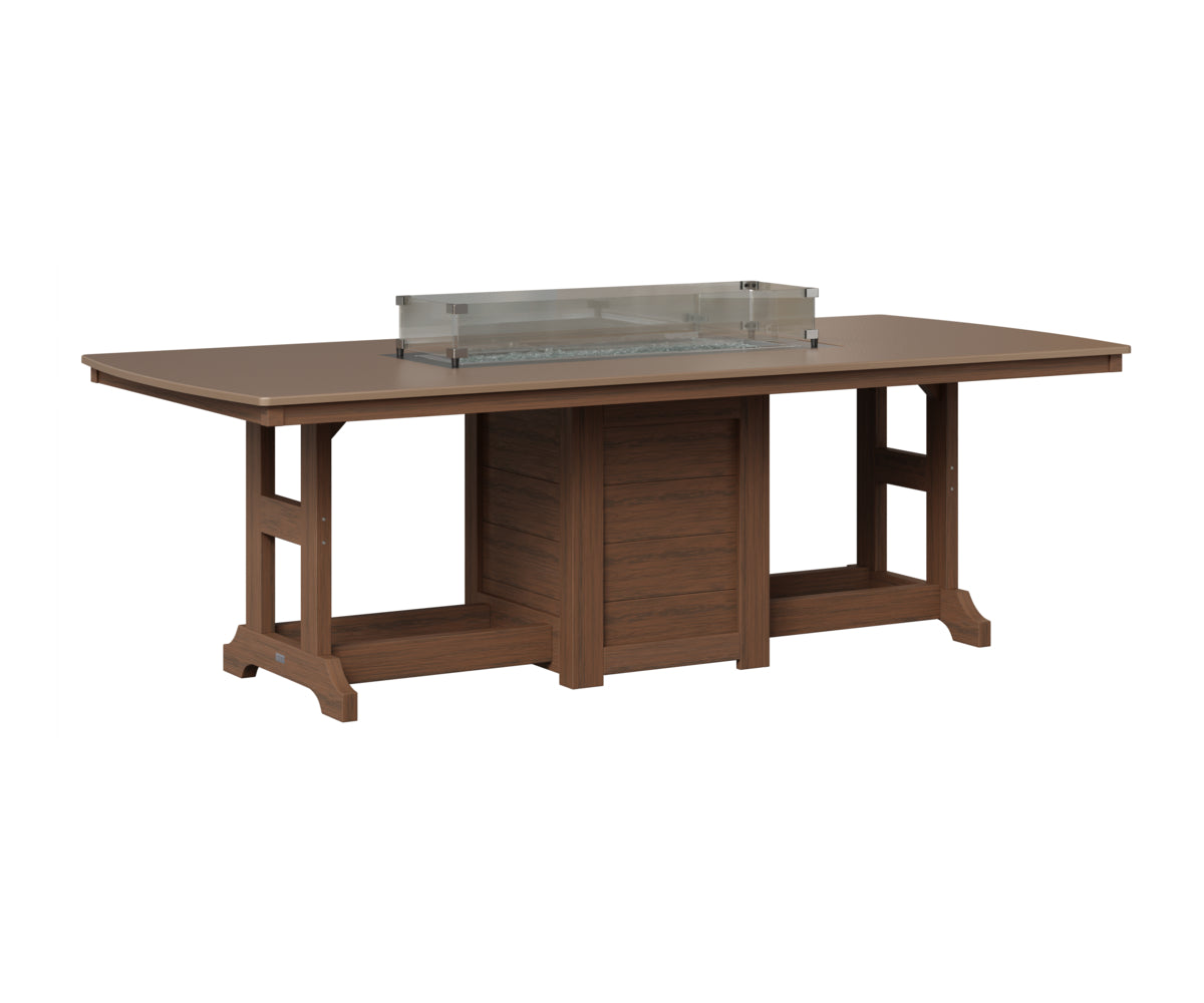 Berlin Gardens Garden Classic 44" x 96" Rectangular Fire Table in Brazilian Walnut, Hammered Bronze top