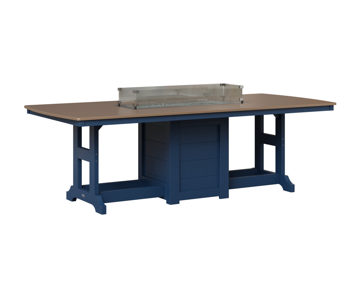 Berlin Gardens Garden Classic 44" x 96" Rectangular Fire Table in Navy Blue, Hammered Bronze top