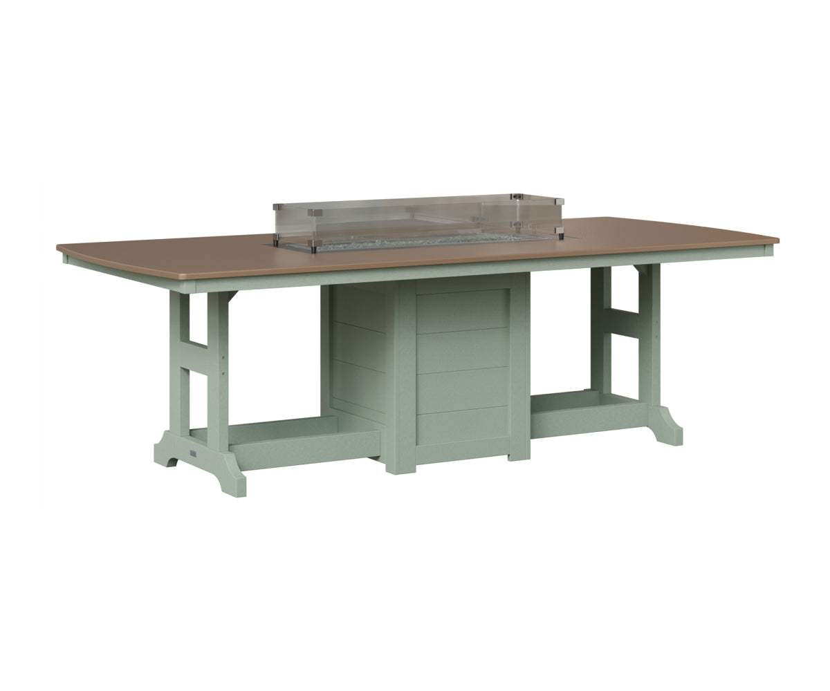 Berlin Gardens Garden Classic 44" x 96" Rectangular Fire Table in Sea Foam, Hammered Bronze top