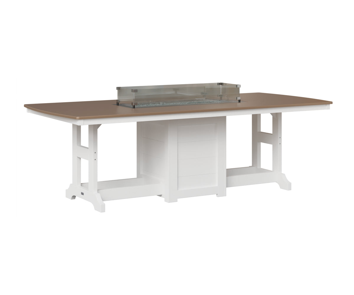 Berlin Gardens Garden Classic 44" x 96" Rectangular Fire Table in White, Hammered Bronze top