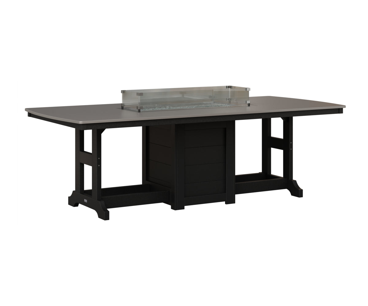 Berlin Gardens Garden Classic 44" x 96" Rectangular Fire Table in Black, Hammered Stainless top