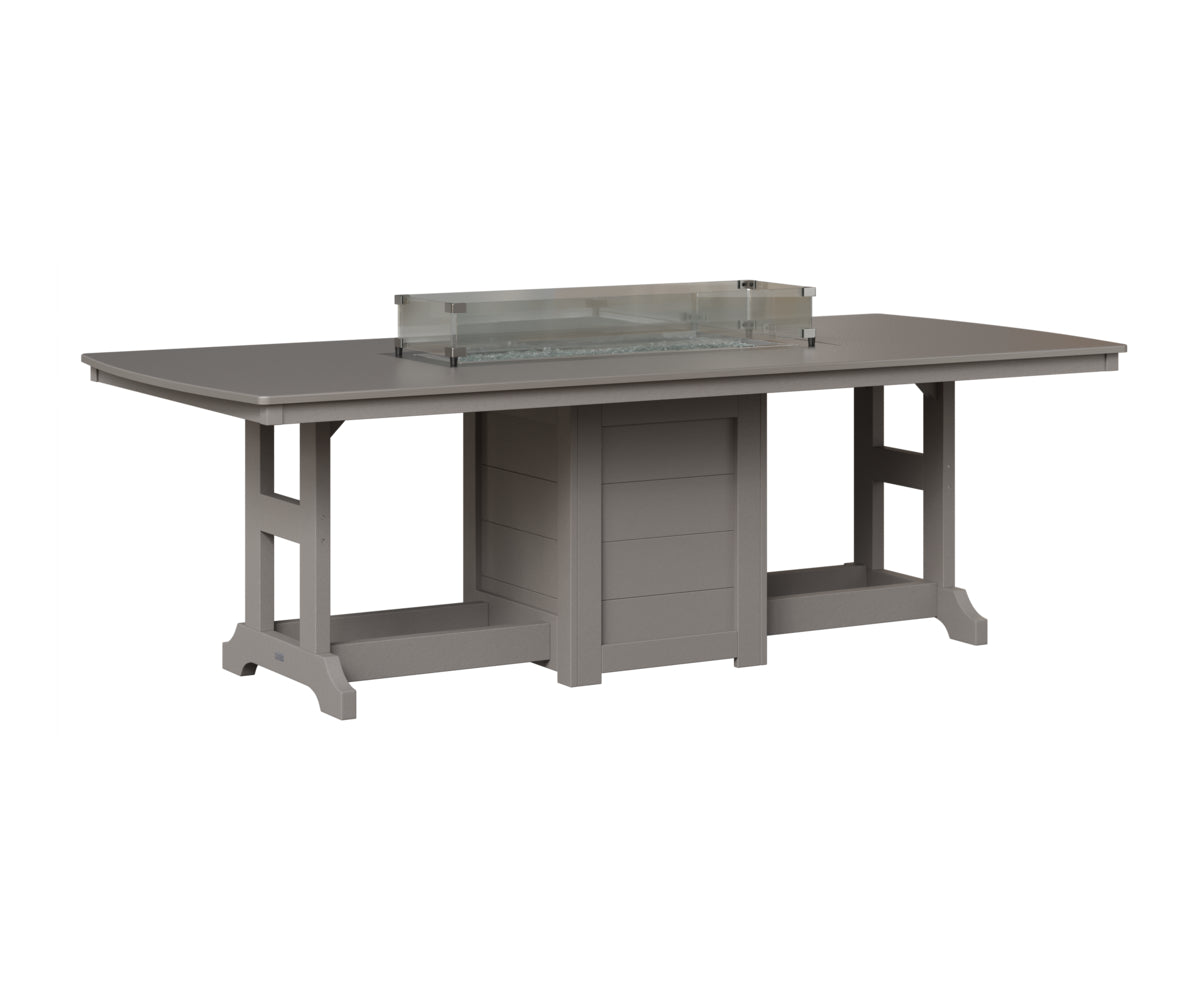 Berlin Gardens Garden Classic 44" x 96" Rectangular Fire Table in Light Gray, Hammered Stainless top