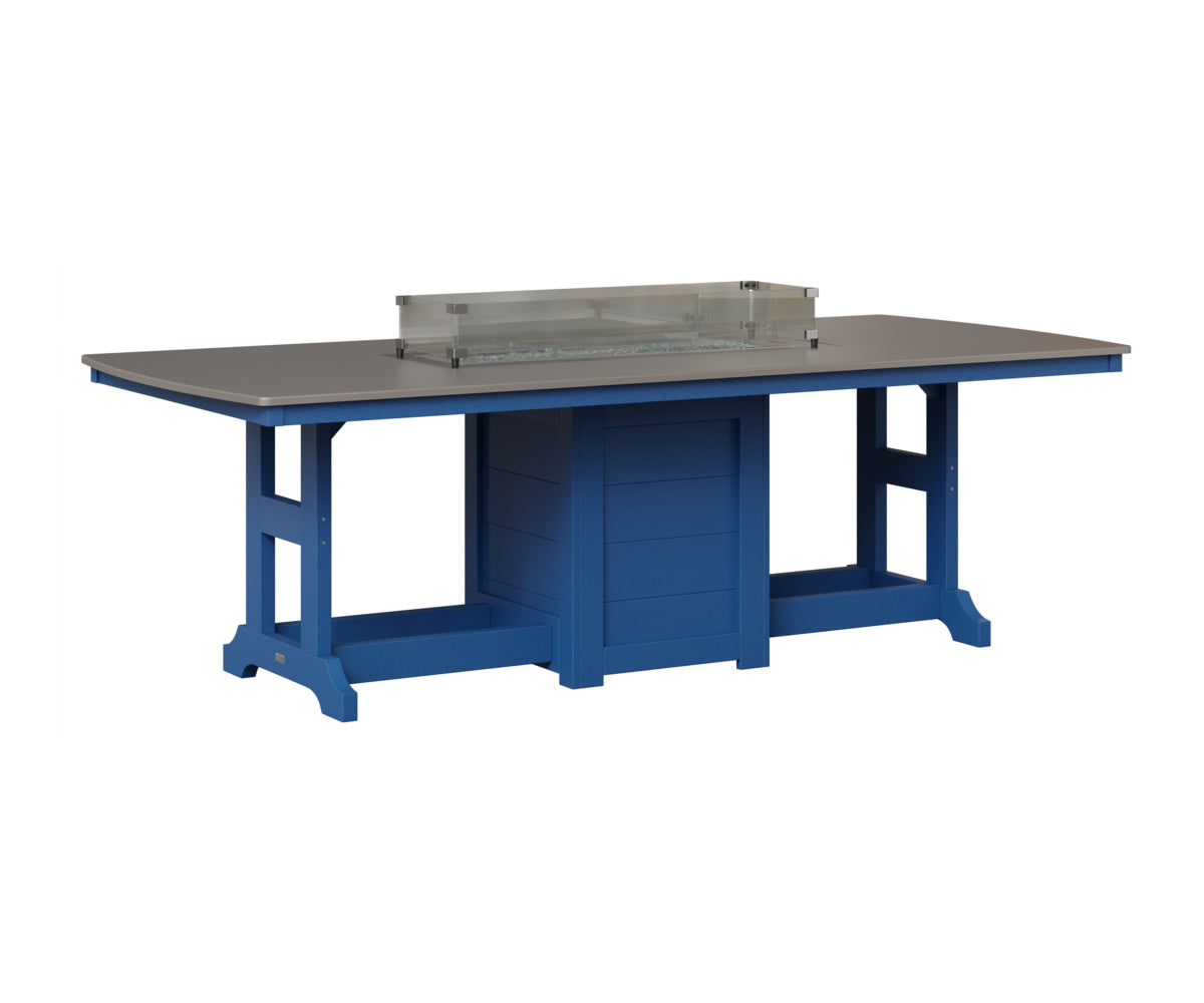Berlin Gardens Garden Classic 44" x 96" Rectangular Fire Table in Pacific Blue, Hammered Stainless top