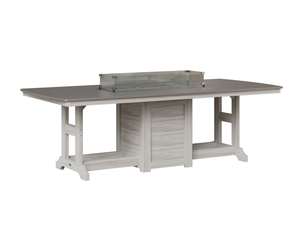 Berlin Gardens Garden Classic 44" x 96" Rectangular Fire Table in Seashell, Hammered Stainless top