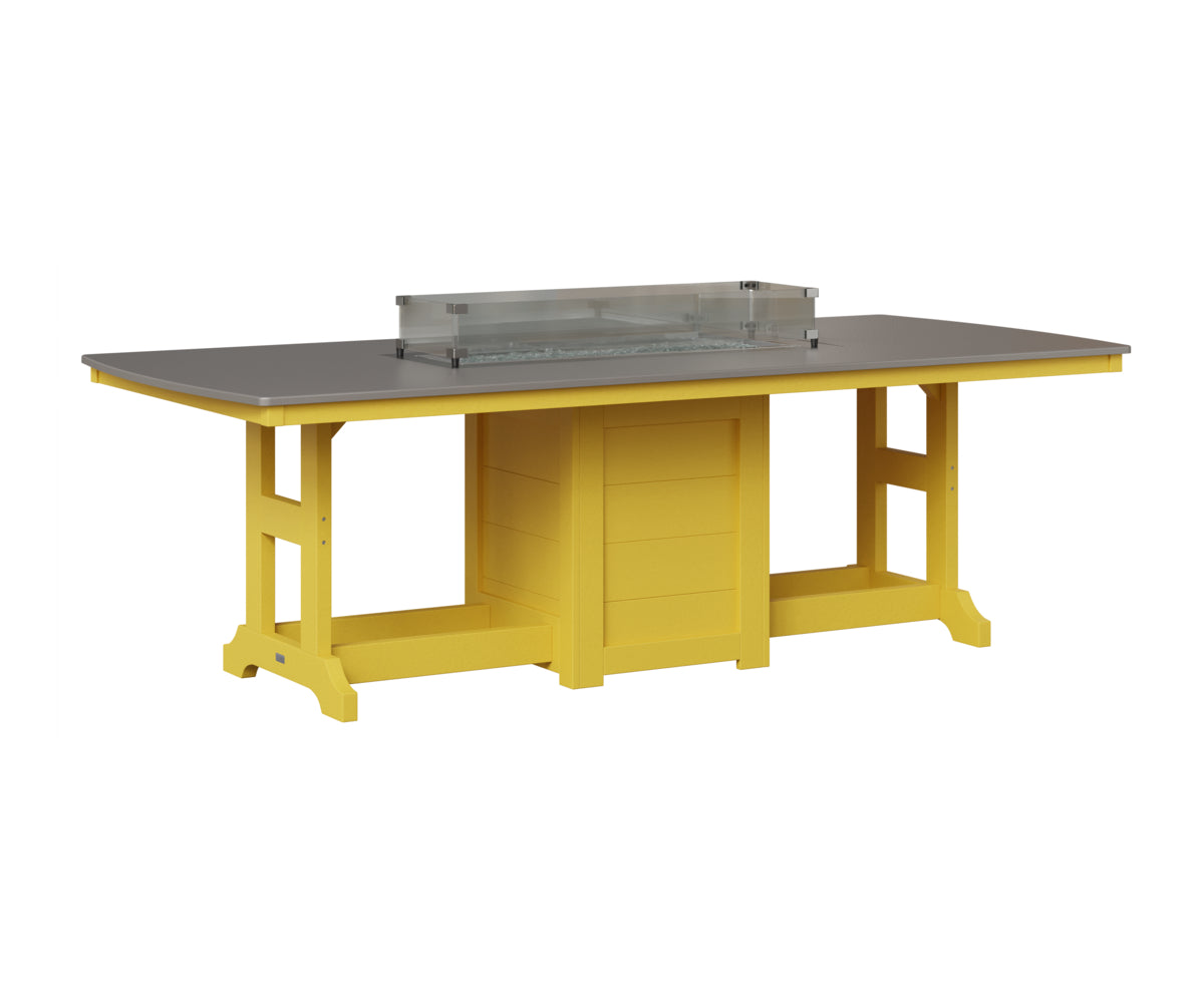 Berlin Gardens Garden Classic 44" x 96" Rectangular Fire Table in Sunburst Yellow, Hammered Stainless top