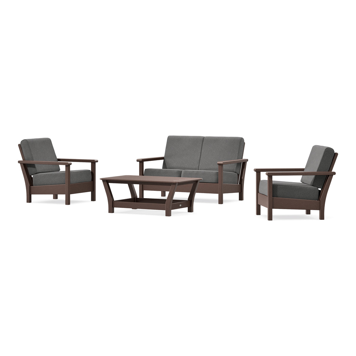 POLYWOOD Harbour 4-Piece Deep Seating Set in Mahogany