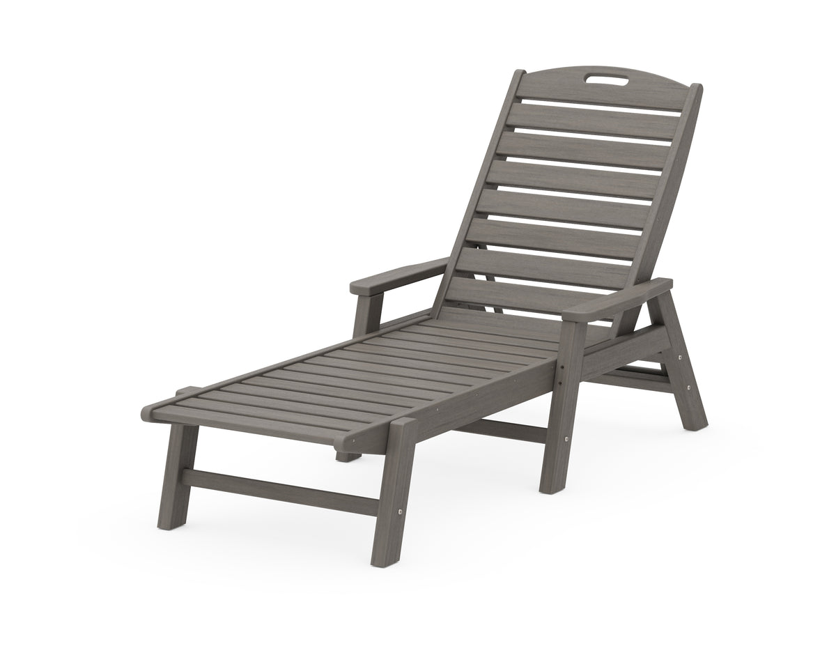 POLYWOOD Nautical Chaise with Arms in Driftwood