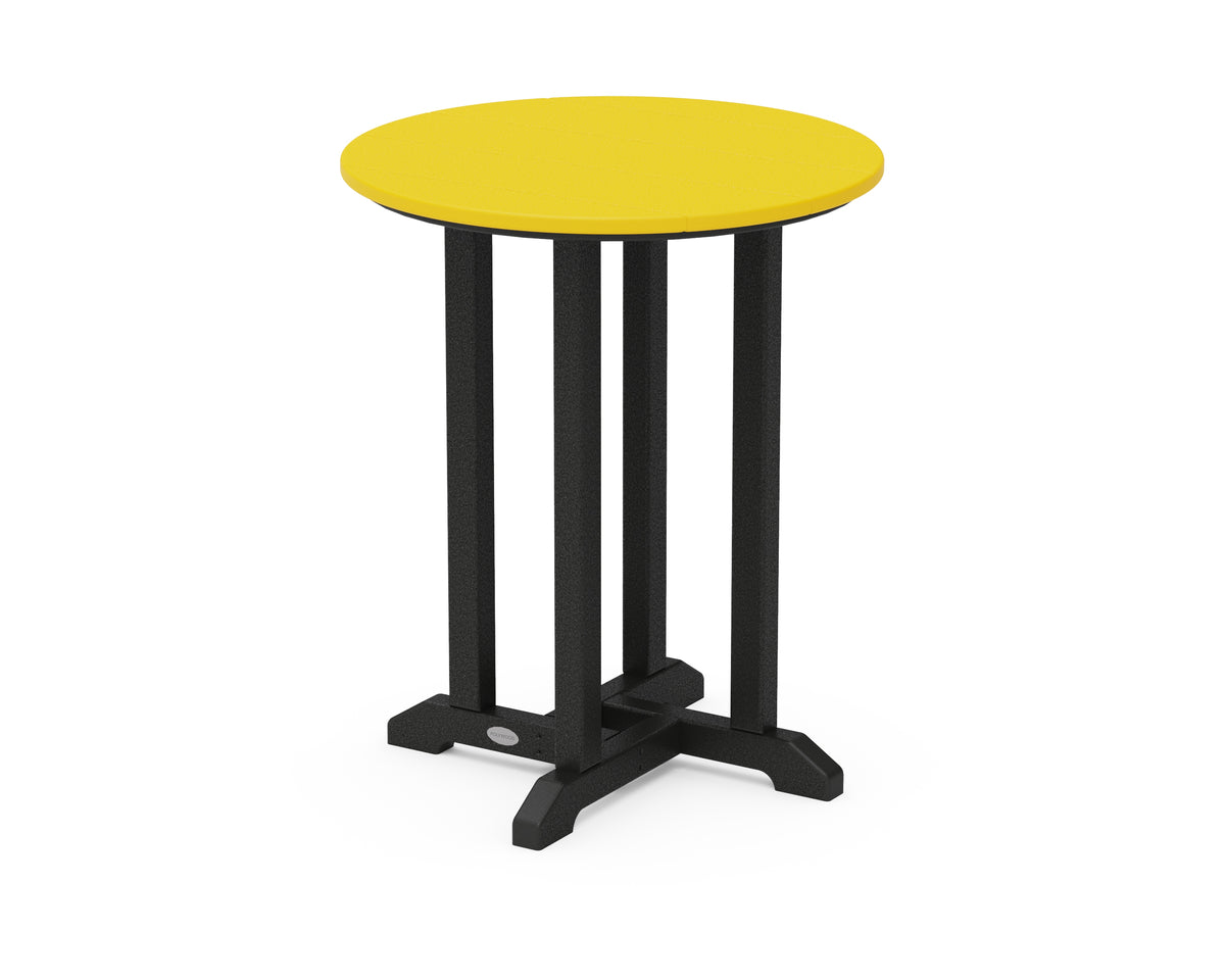 POLYWOOD Contempo 24" Round Dining Table in Black / Lemon
