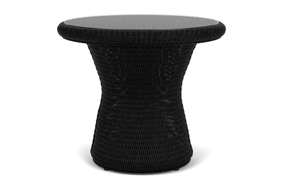 Lloyd Flanders Lloyd Loom 24" Round End Table – 2x2 Weave in Ebony