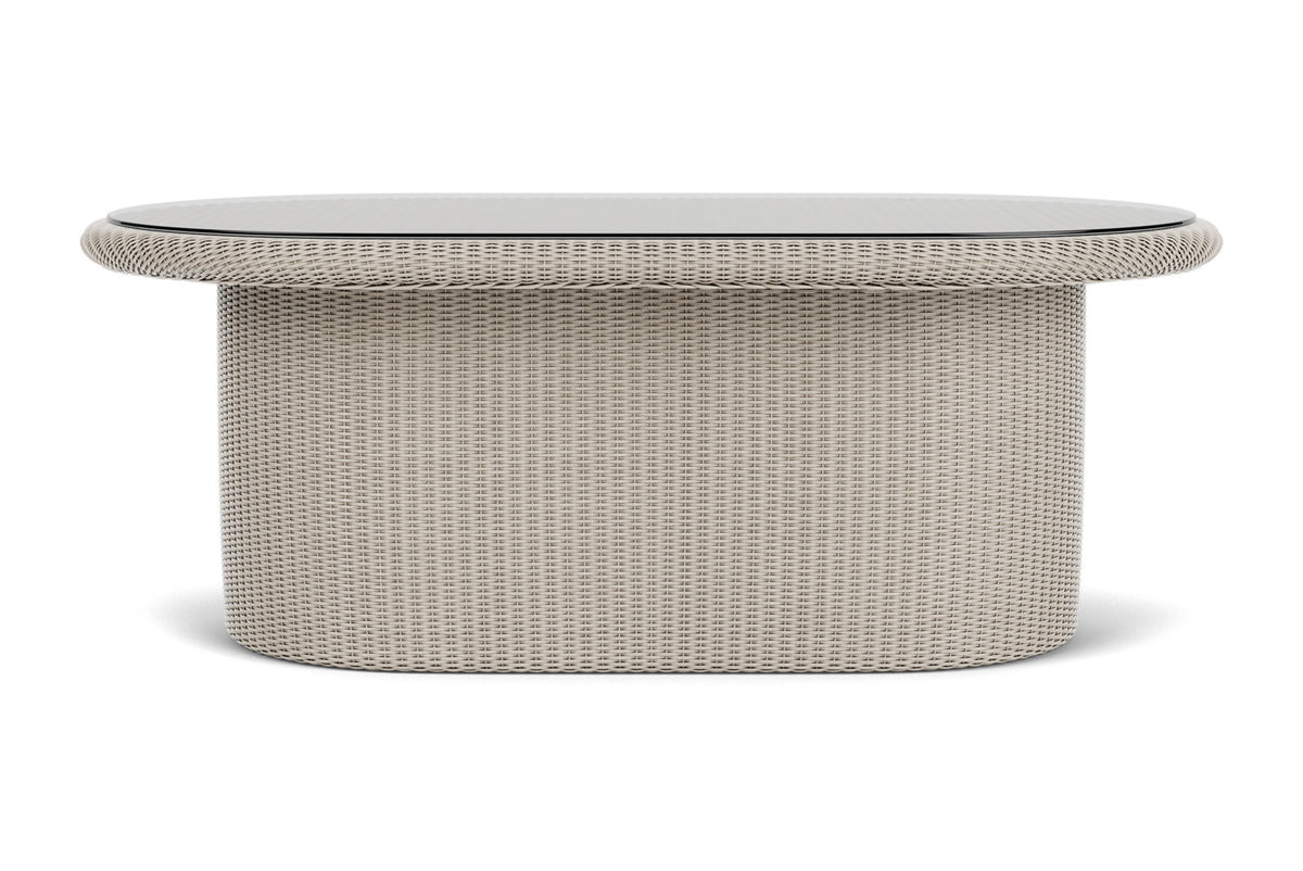 Lloyd Flanders Lloyd Loom 50" Oval Cocktail Table – 2x2 Weave in Linen