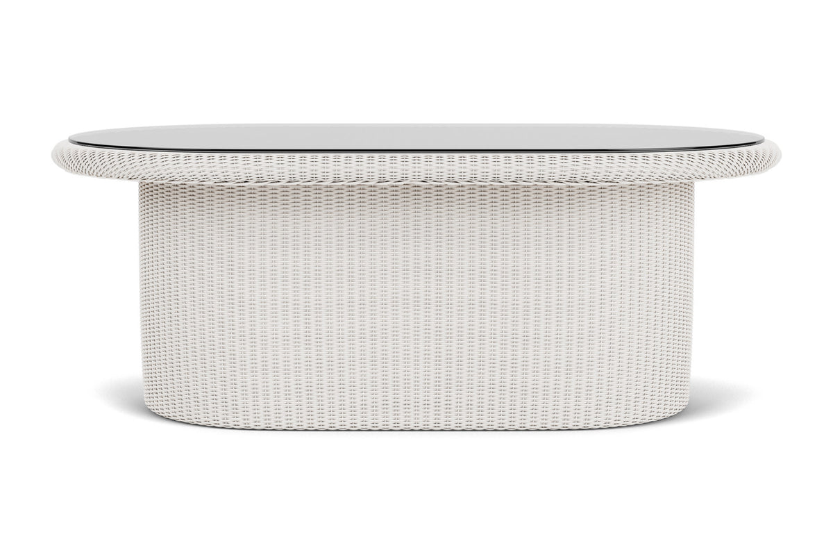 Lloyd Flanders Lloyd Loom 50" Oval Cocktail Table – 2x2 Weave in White