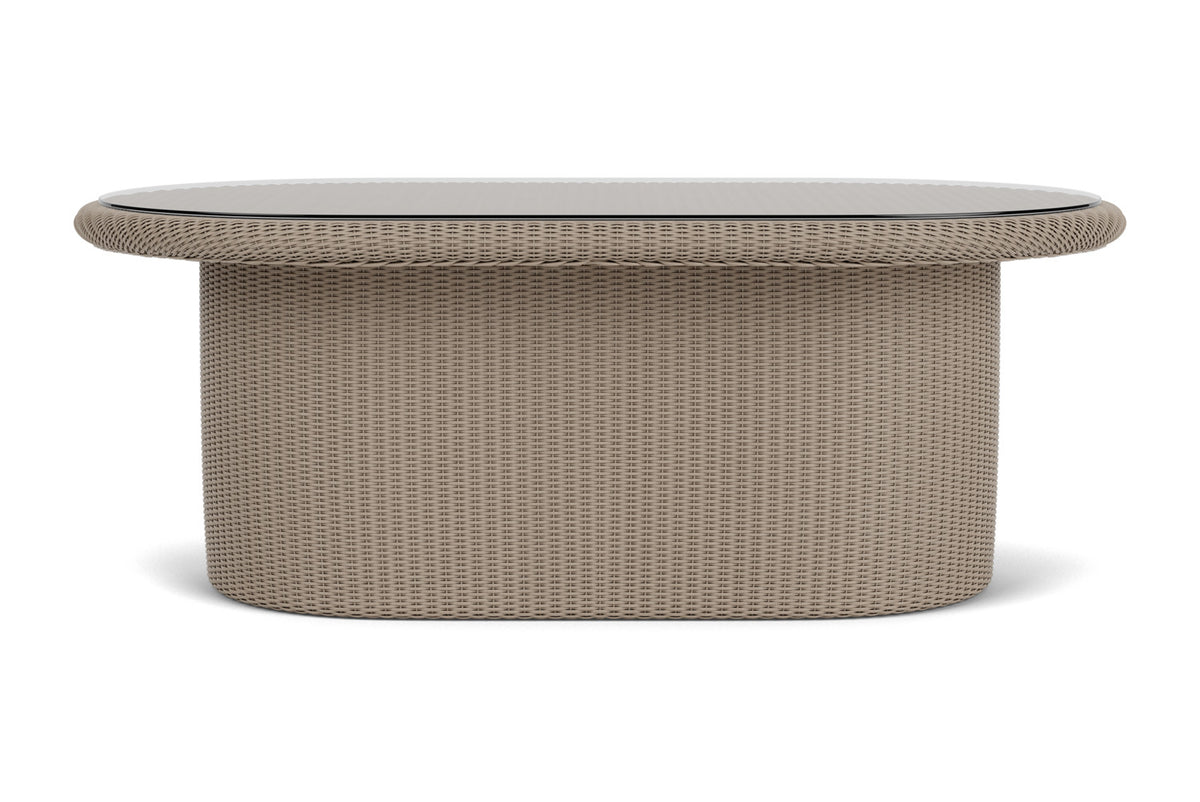 Lloyd Flanders Lloyd Loom 50" Oval Cocktail Table – 2x2 Weave in French Beige