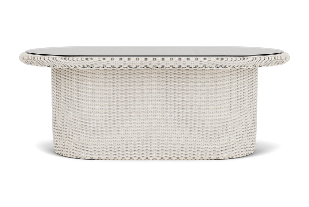 Lloyd Flanders Lloyd Loom 50" Oval Cocktail Table – 2x2 Weave in Antique White