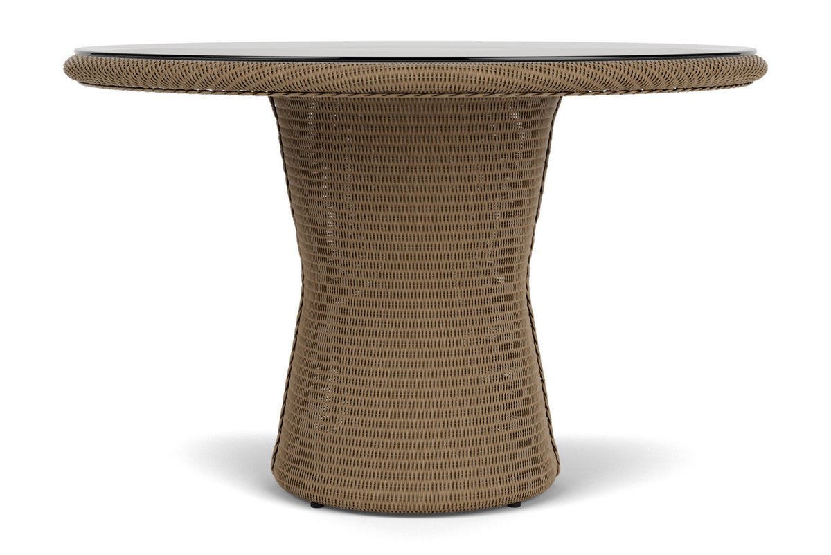 Lloyd Flanders Lloyd Loom 48" Round Pedestal Dining Table – 2x2 Weave in Fawn