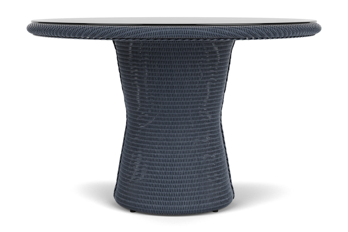 Lloyd Flanders Lloyd Loom 48" Round Pedestal Dining Table – 2x2 Weave in Denim Blue