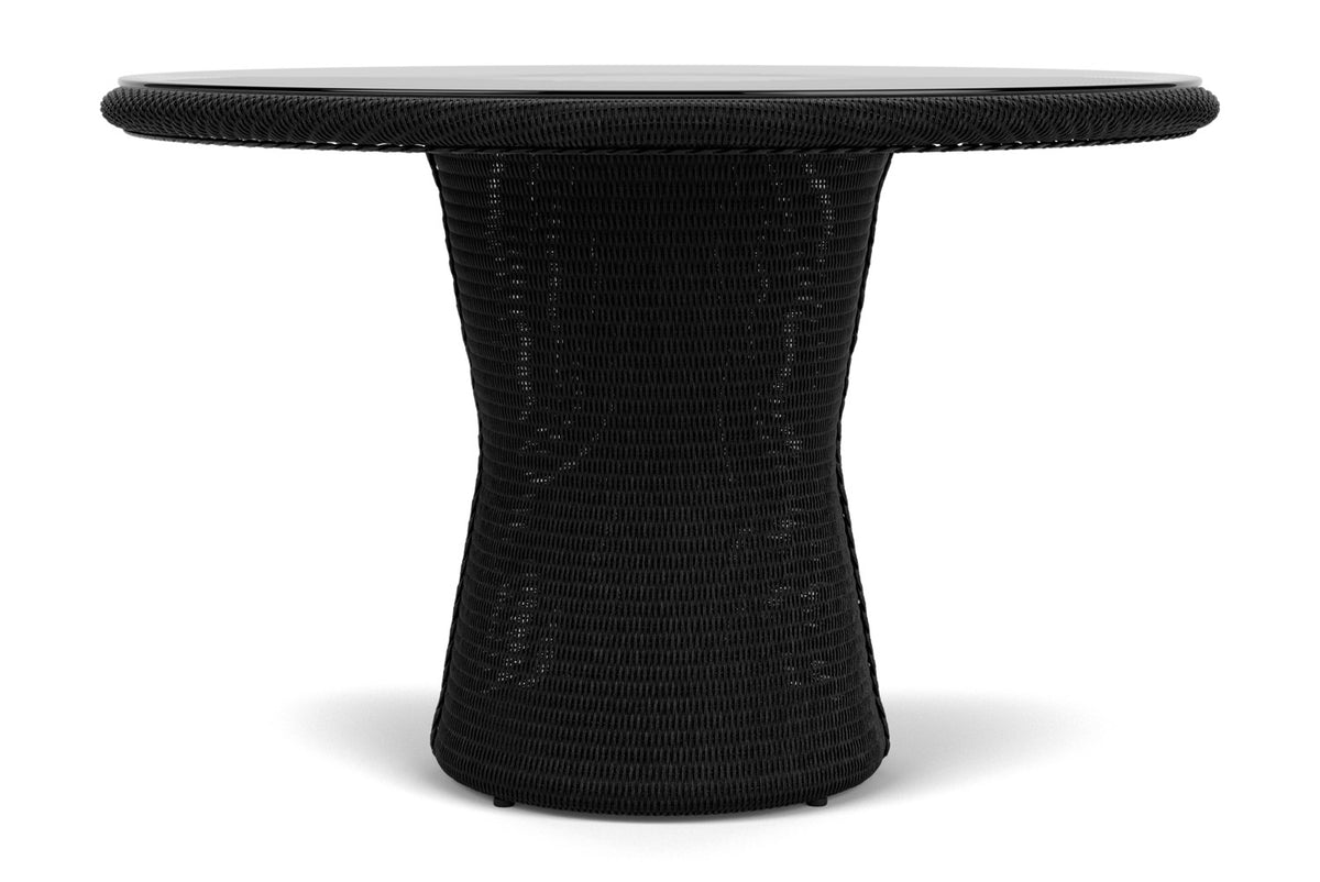 Lloyd Flanders Lloyd Loom 48" Round Pedestal Dining Table – 2x2 Weave in Ebony