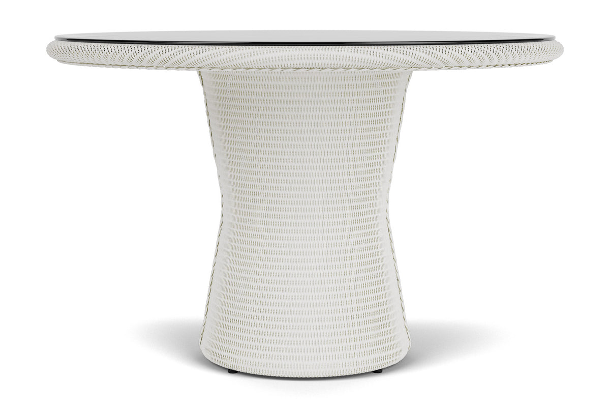 Lloyd Flanders Lloyd Loom 48" Round Pedestal Dining Table – 2x2 Weave in Matte White