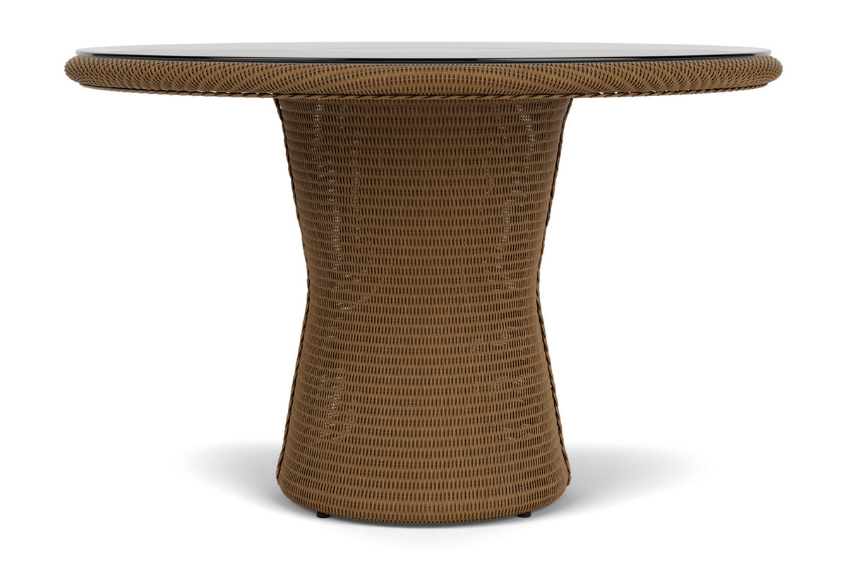Lloyd Flanders Lloyd Loom 48" Round Pedestal Dining Table – 2x2 Weave in Hickory
