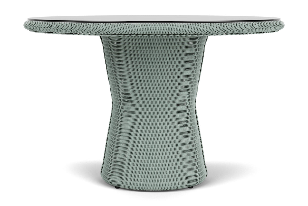 Lloyd Flanders Lloyd Loom 48" Round Pedestal Dining Table – 2x2 Weave in Sea Glass