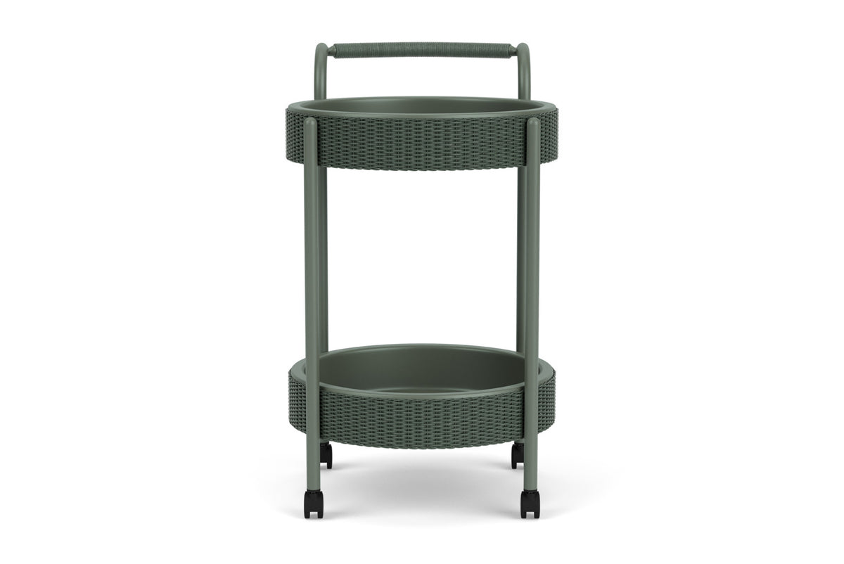 Lloyd Flanders Lloyd Loom Bar Cart with set-in serving trays – 2x2 Weave in Spruce