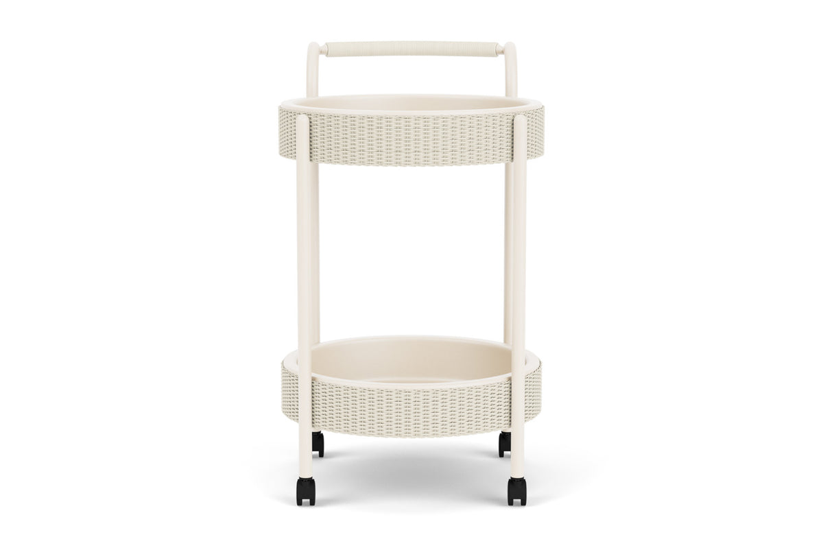 Lloyd Flanders Lloyd Loom Bar Cart with set-in serving trays – 2x2 Weave in Ivory