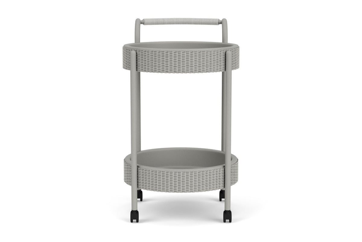 Lloyd Flanders Lloyd Loom Bar Cart with set-in serving trays – 2x2 Weave in Platinum