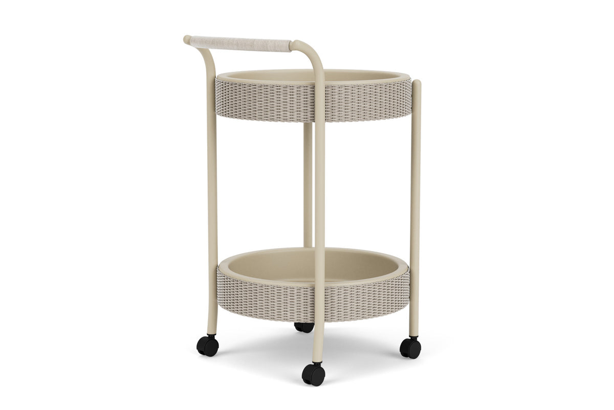 Lloyd Flanders Lloyd Loom Bar Cart with set-in serving trays – 2x2 Weave in Linen, view 6