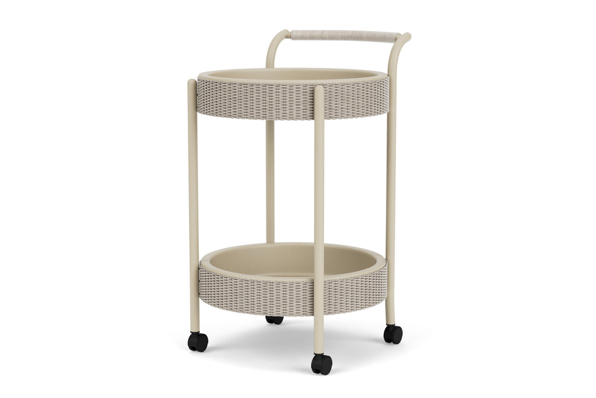 Lloyd Flanders Lloyd Loom Bar Cart with set-in serving trays – 2x2 Weave in Linen, view 10