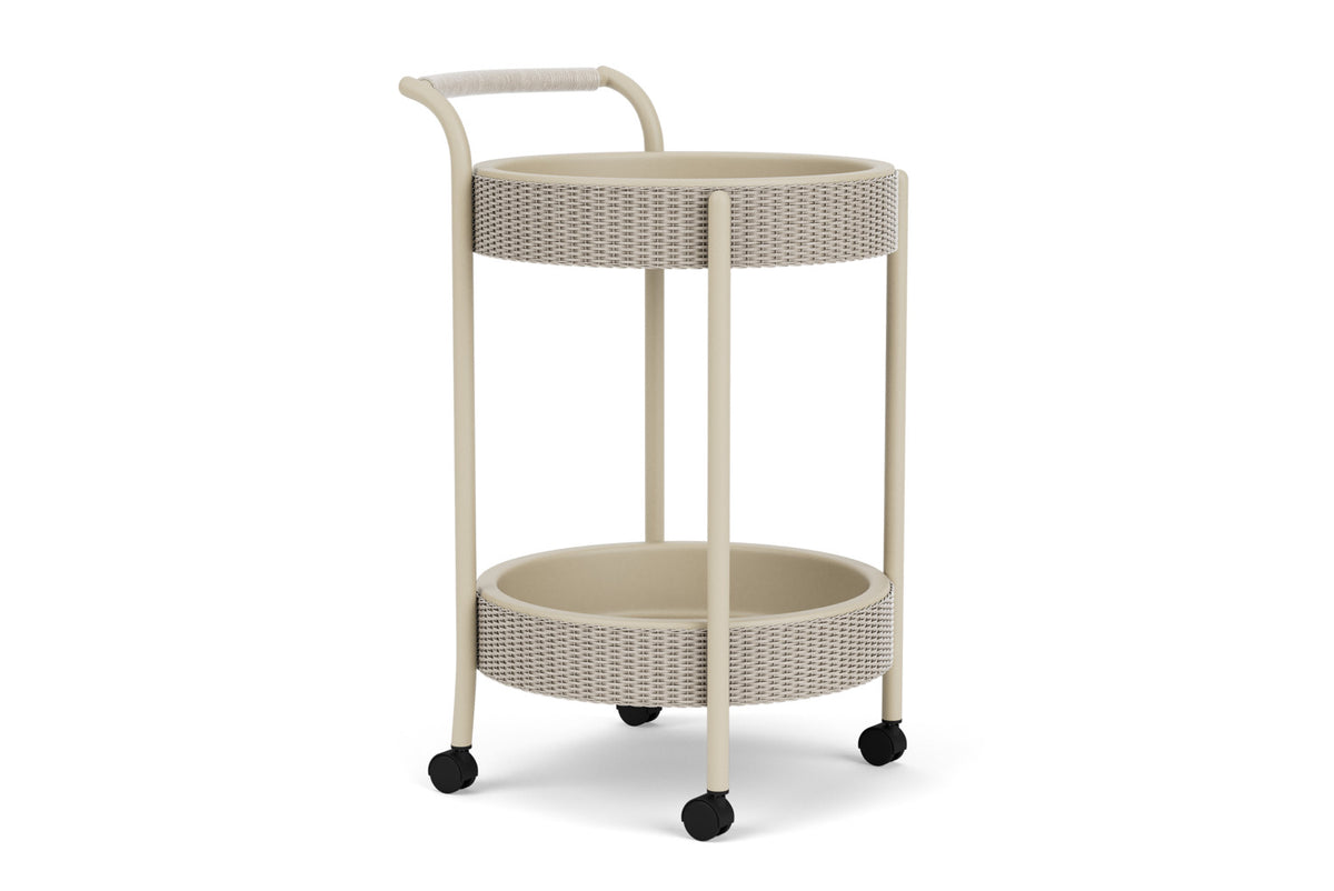Lloyd Flanders Lloyd Loom Bar Cart with set-in serving trays – 2x2 Weave in Linen, view 3