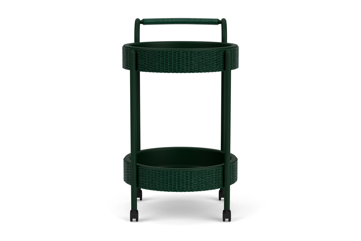 Lloyd Flanders Lloyd Loom Bar Cart with set-in serving trays – 2x2 Weave in Woodland
