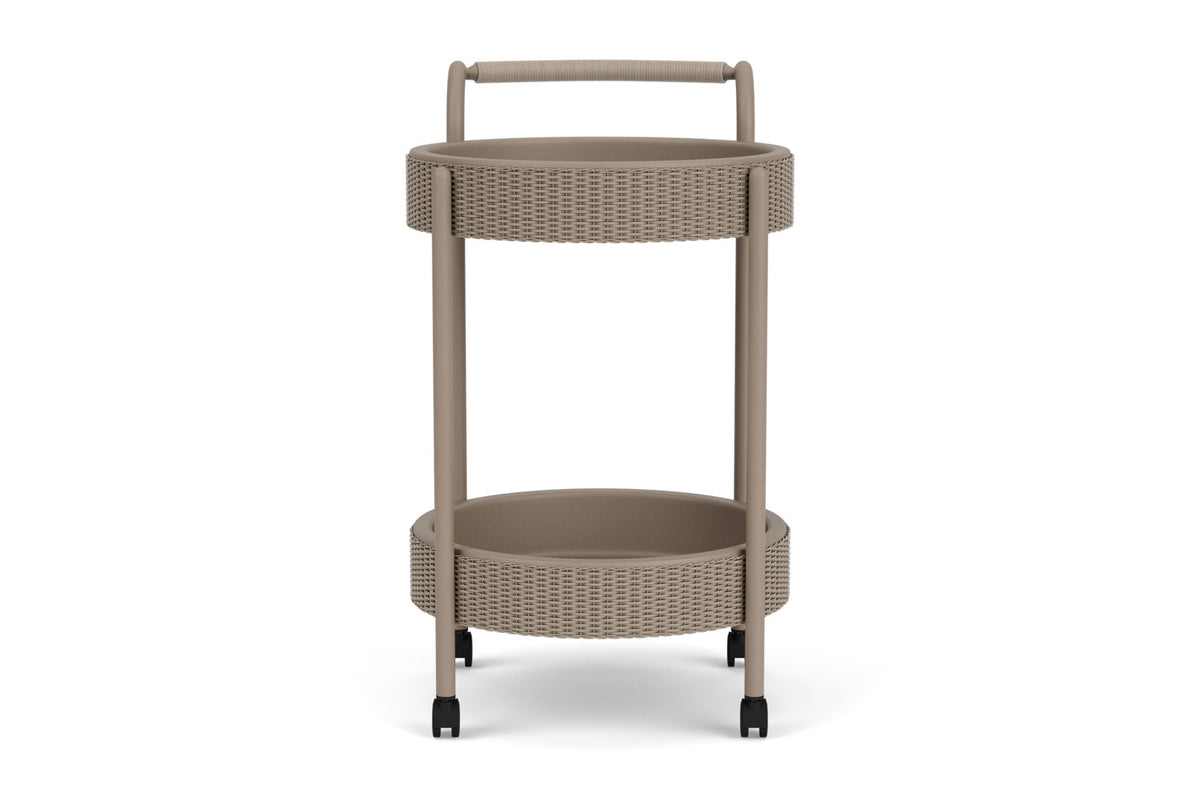 Lloyd Flanders Lloyd Loom Bar Cart with set-in serving trays – 2x2 Weave in French Beige