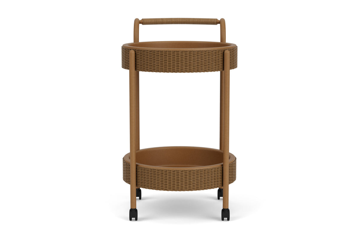 Lloyd Flanders Lloyd Loom Bar Cart with set-in serving trays – 2x2 Weave in Hickory