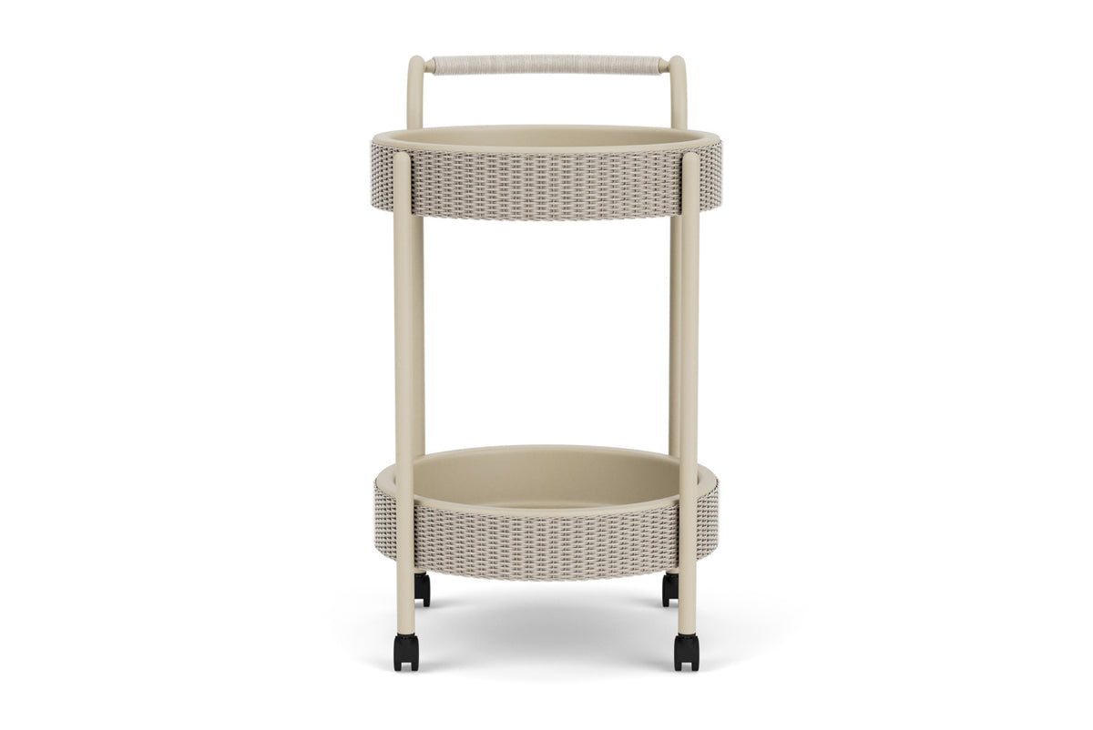 Lloyd Flanders Lloyd Loom Bar Cart with set-in serving trays – 2x2 Weave in Linen