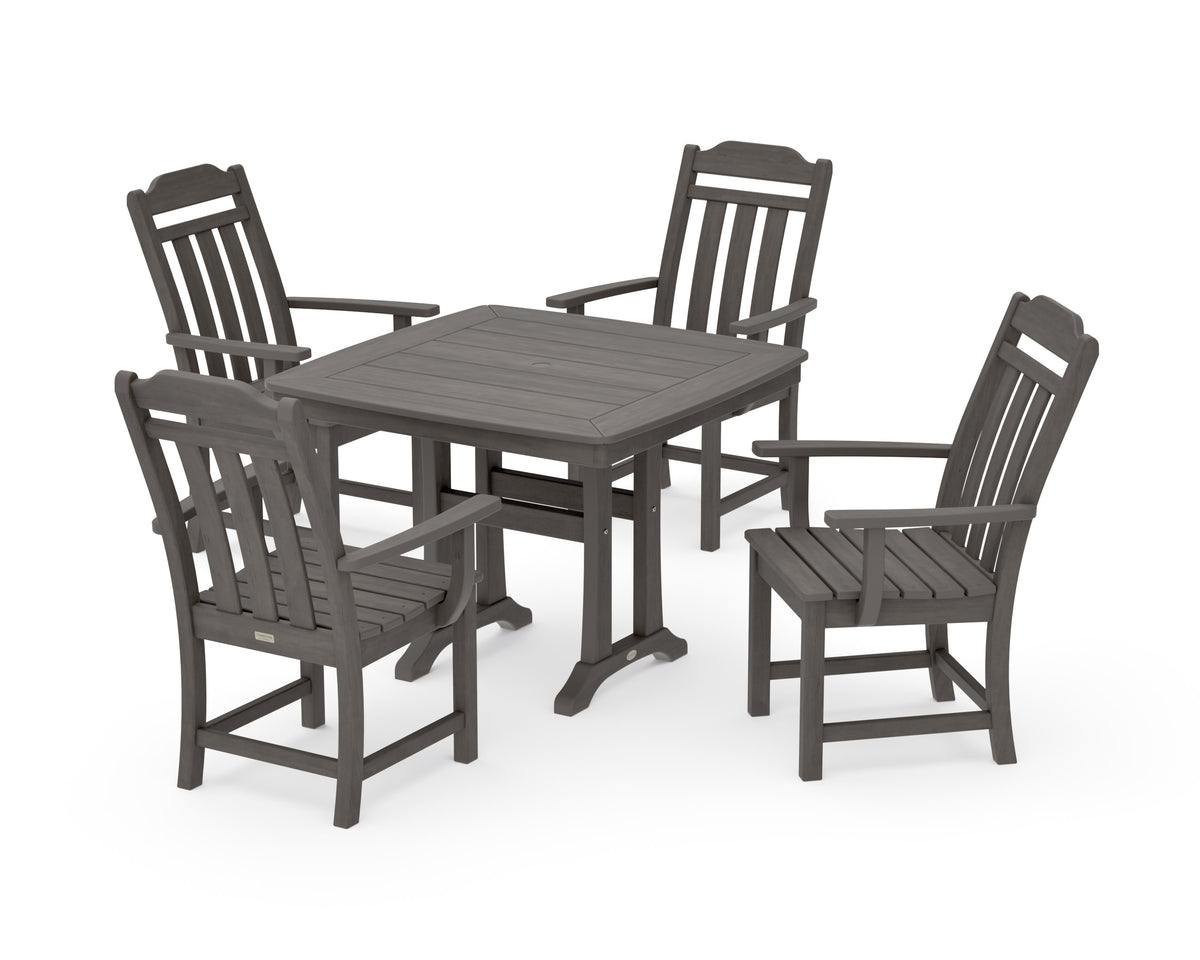 POLYWOOD Cottage 5-Piece Dining Set with Trestle Legs in Driftwood