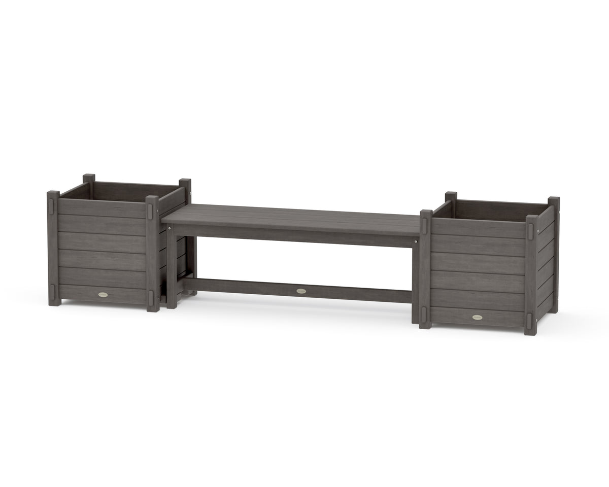 POLYWOOD 48" Nautical Straight Planter Bench Set - Large in Driftwood