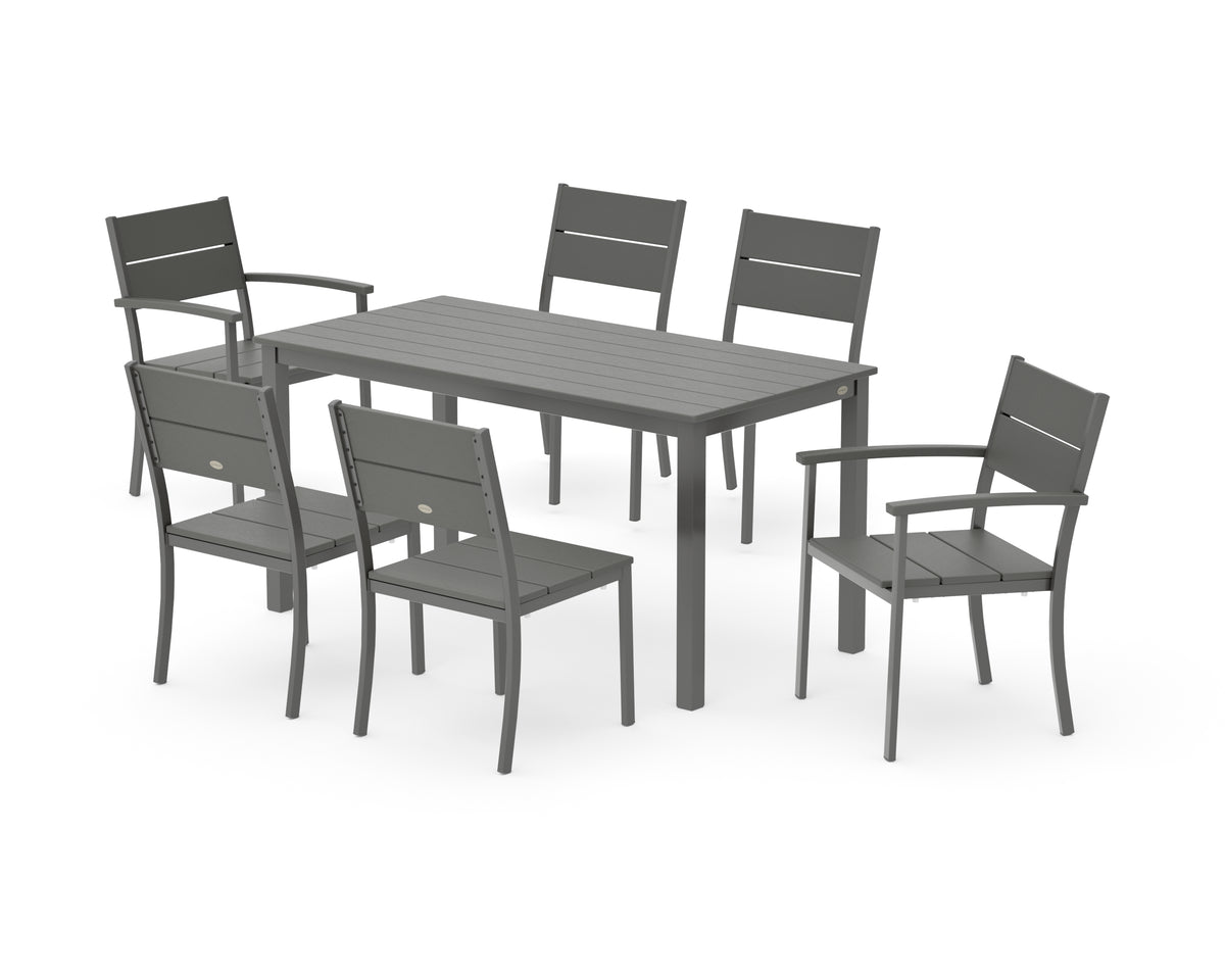 POLYWOOD Main Street 7-Piece Dining Set with Main Street 30 x 60 Dining Table in Charcoal / Slate Grey