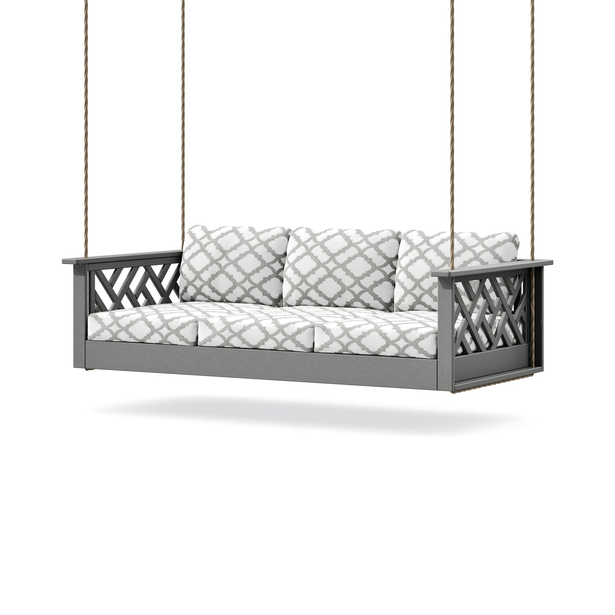 POLYWOOD Chippendale Daybed Swing in Slate Grey / Trellis Grey Mist