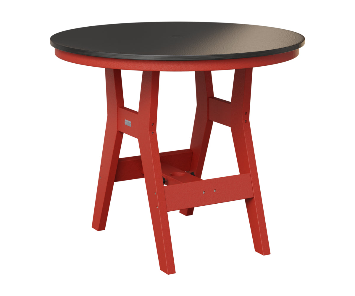 Berlin Gardens Harbor 38" Round Table in Scarlet Red, Hammered Black top