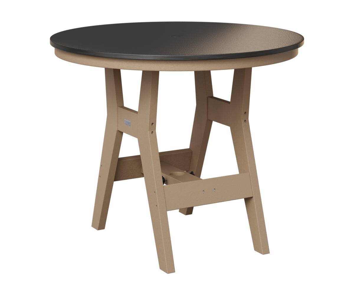 Berlin Gardens Harbor 38" Round Table in Weatherwood, Hammered Black top