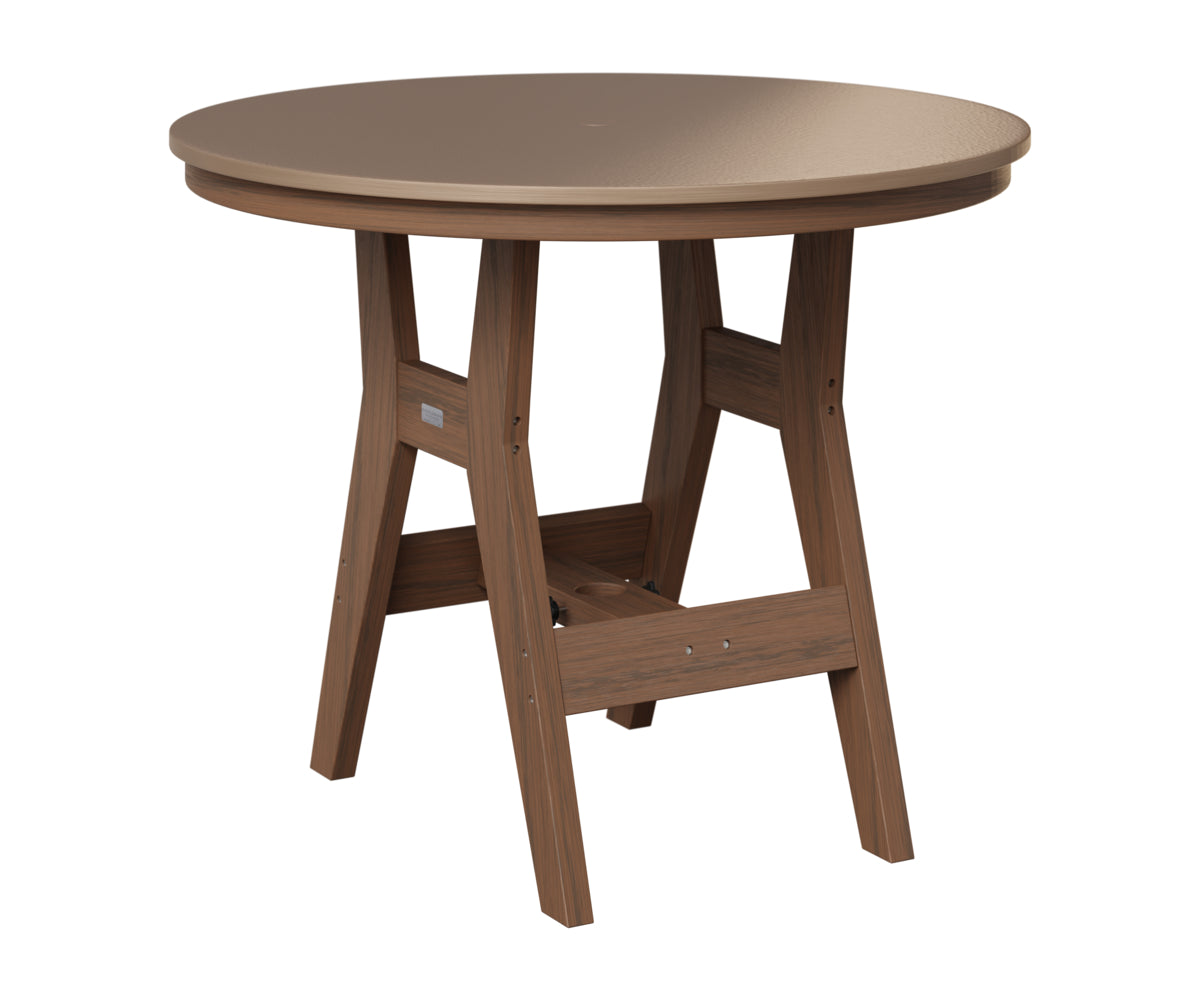 Berlin Gardens Harbor 38" Round Table in Brazilian Walnut, Hammered Bronze top