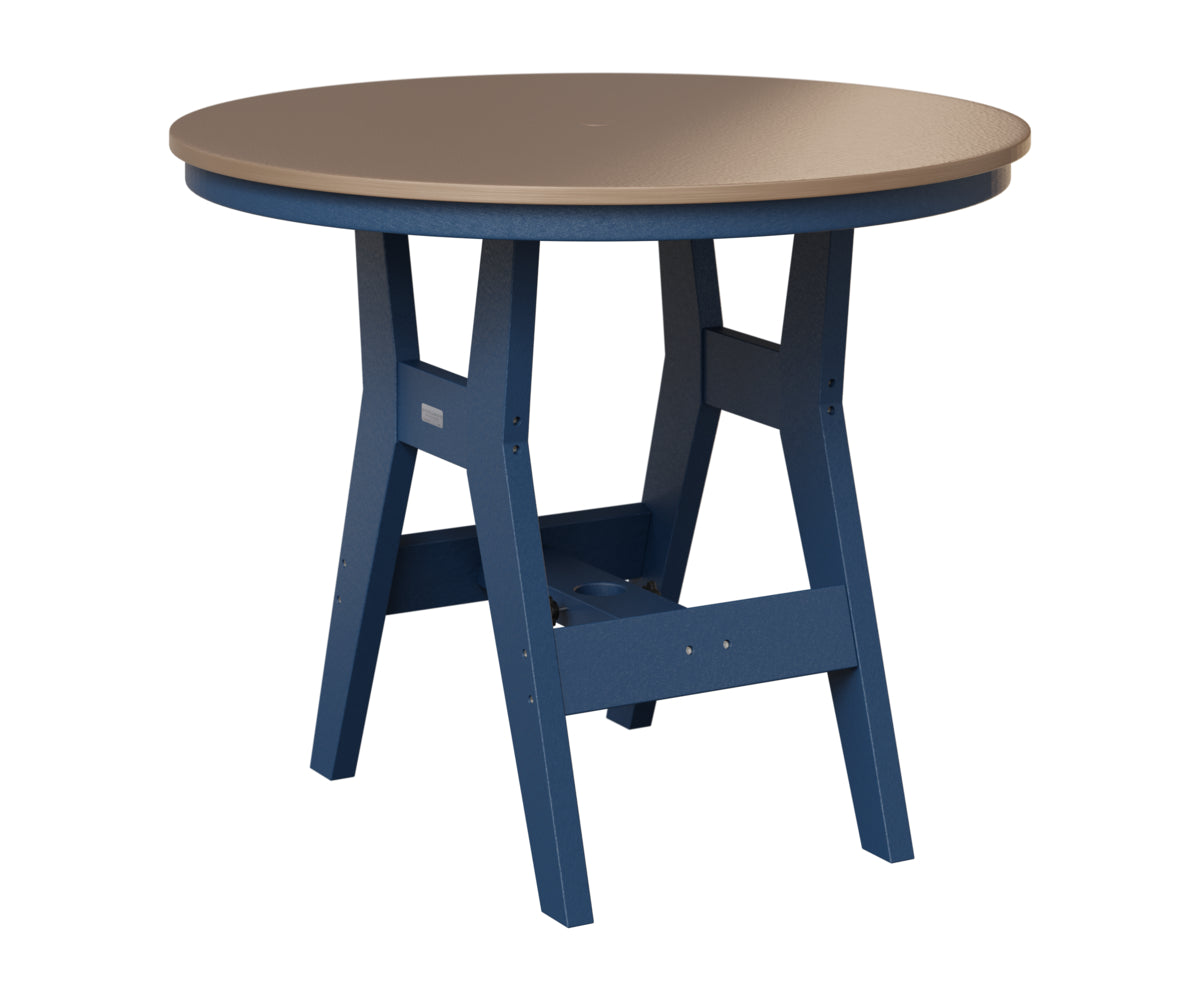 Berlin Gardens Harbor 38" Round Table in Navy Blue, Hammered Bronze top