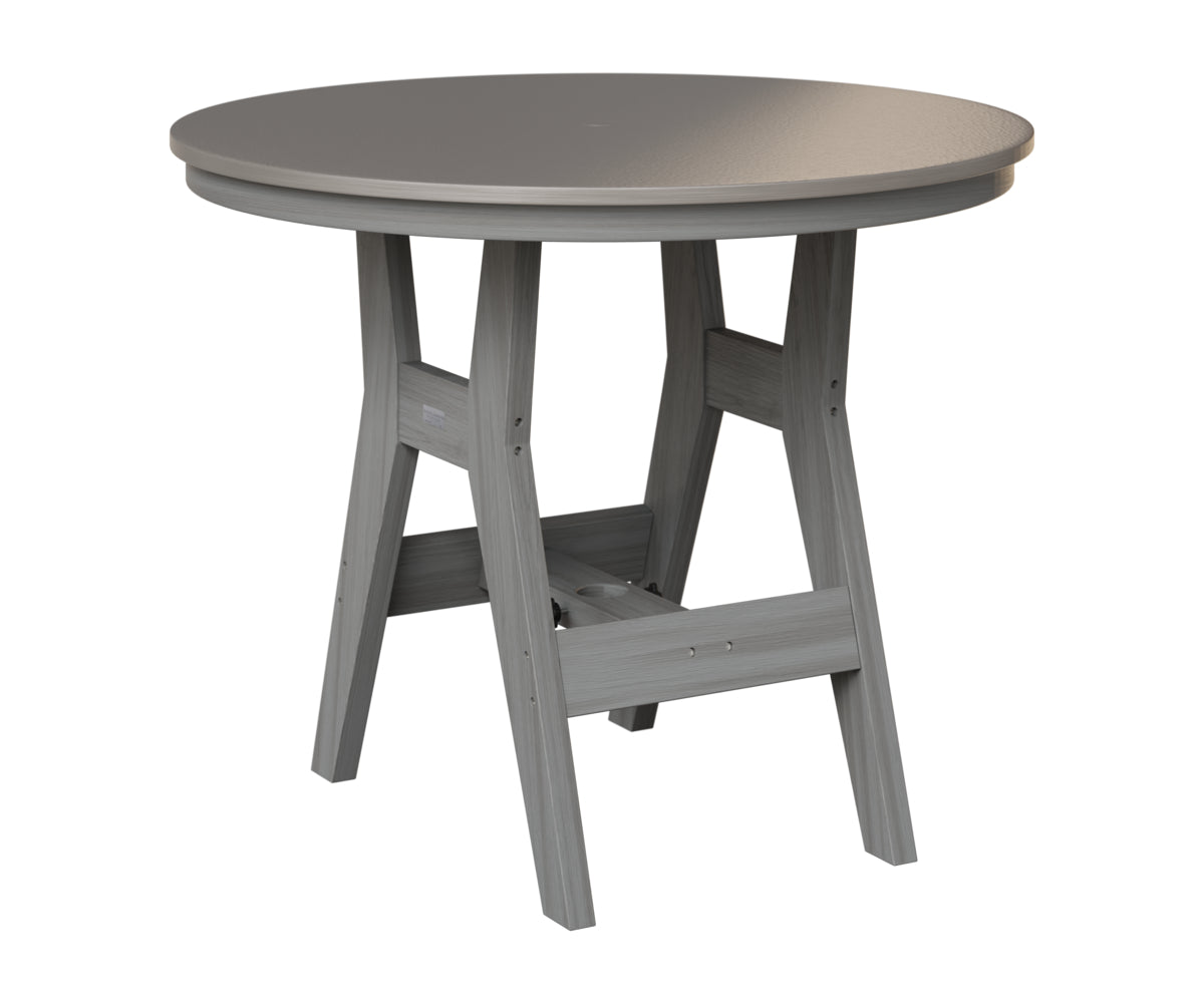 Berlin Gardens Harbor 38" Round Table in Driftwood Gray, Hammered Stainless top