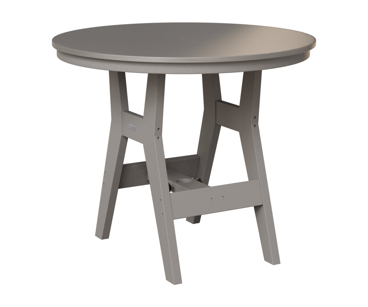 Berlin Gardens Harbor 38" Round Table in Light Gray, Hammered Stainless top