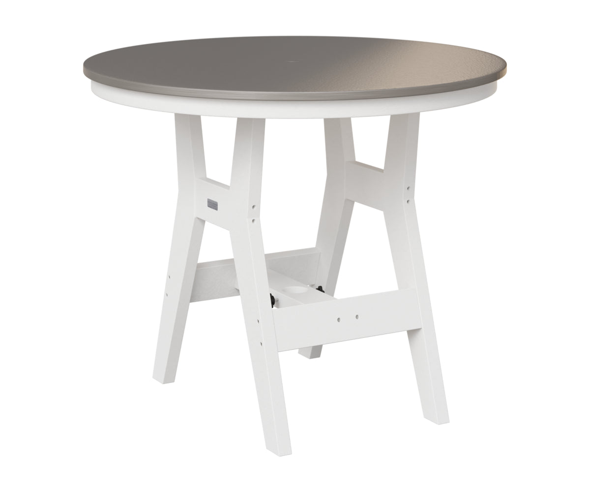 Berlin Gardens Harbor 38" Round Table in White, Hammered Stainless top