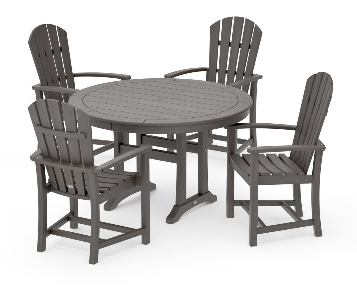POLYWOOD Palm Coast 5-Piece Round Dining Set in Driftwood