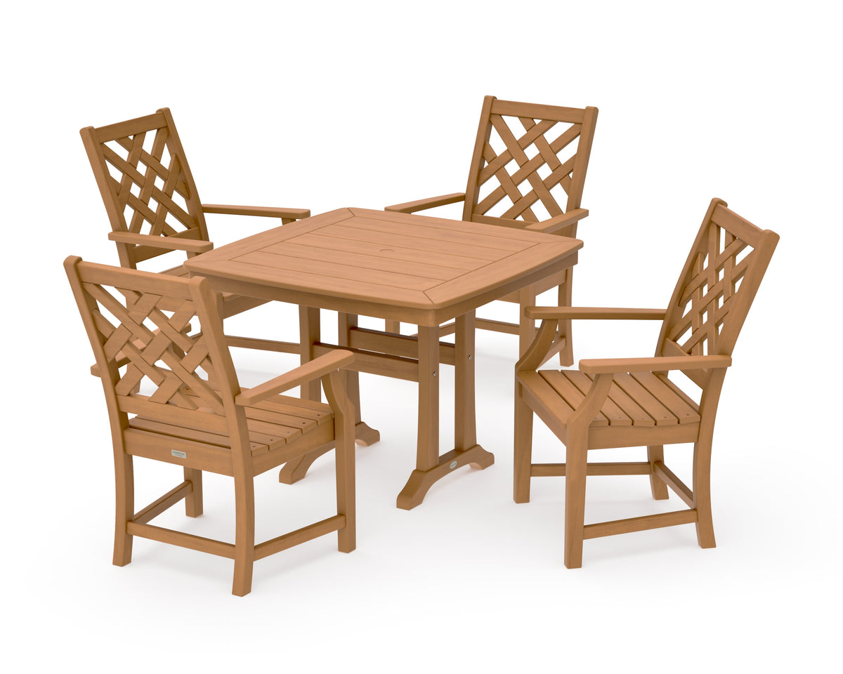 POLYWOOD Wovendale 5-Piece Dining Set with Trestle Legs in Natural