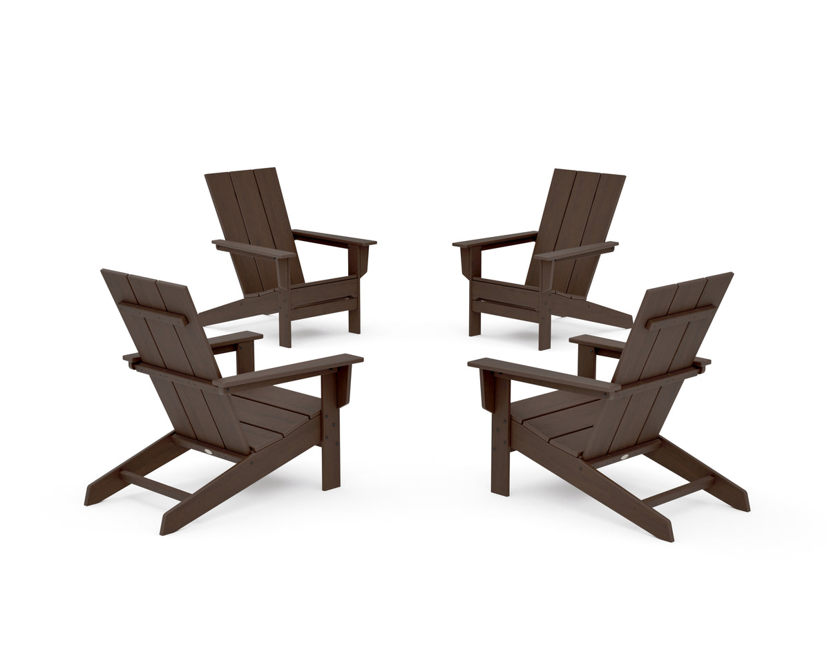 POLYWOOD 4-Piece Modern Studio Adirondack Chair Conversation Set in Kona