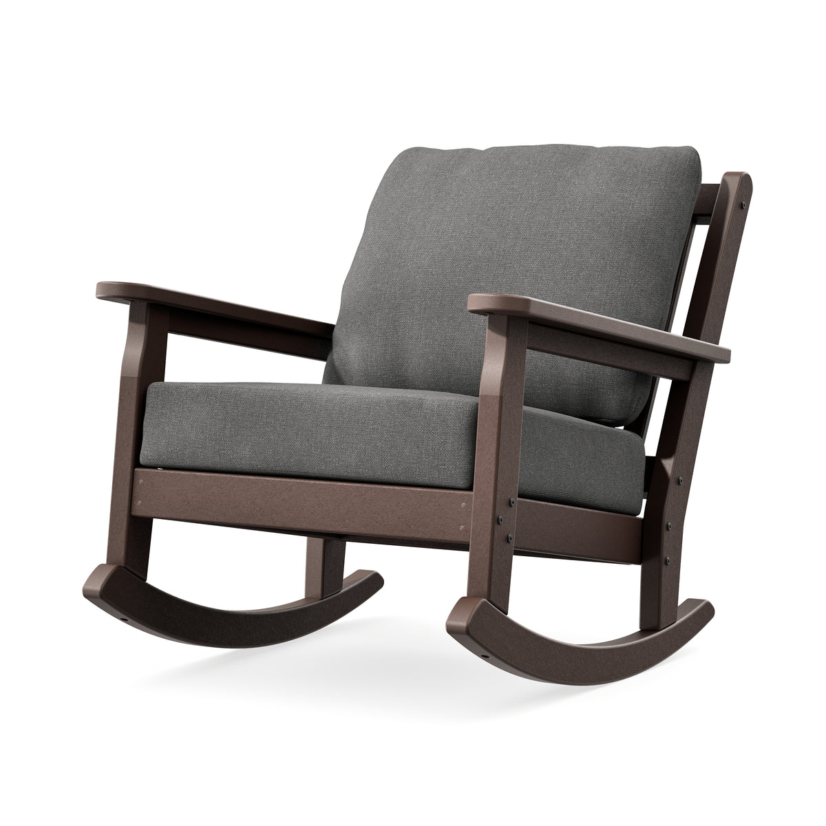 POLYWOOD Chippendale Deep Seating Rocking Chair in Mahogany / Ash Charcoal