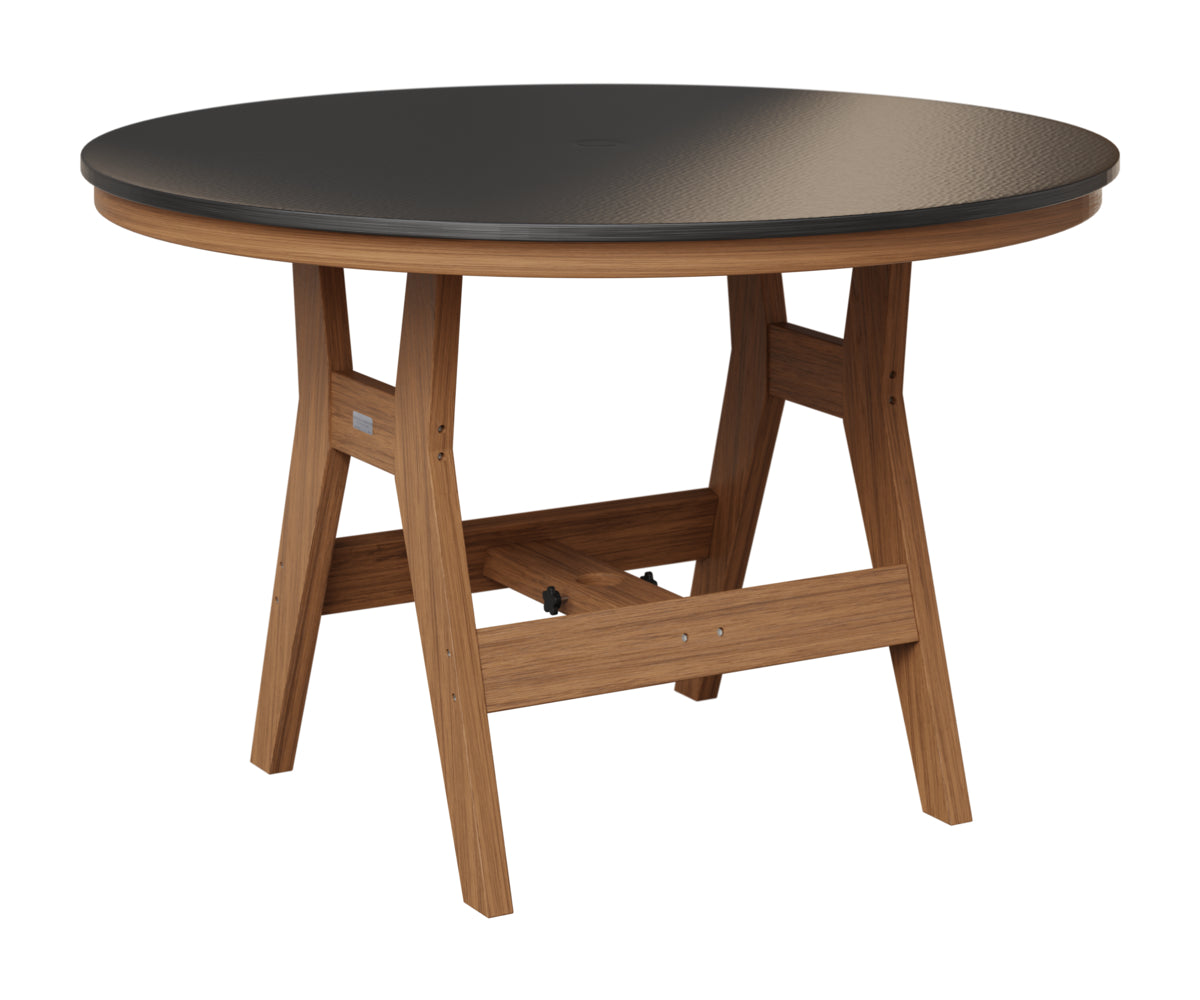 Berlin Gardens Harbor 48" Round Table in Antique Mahogany, Hammered Black top
